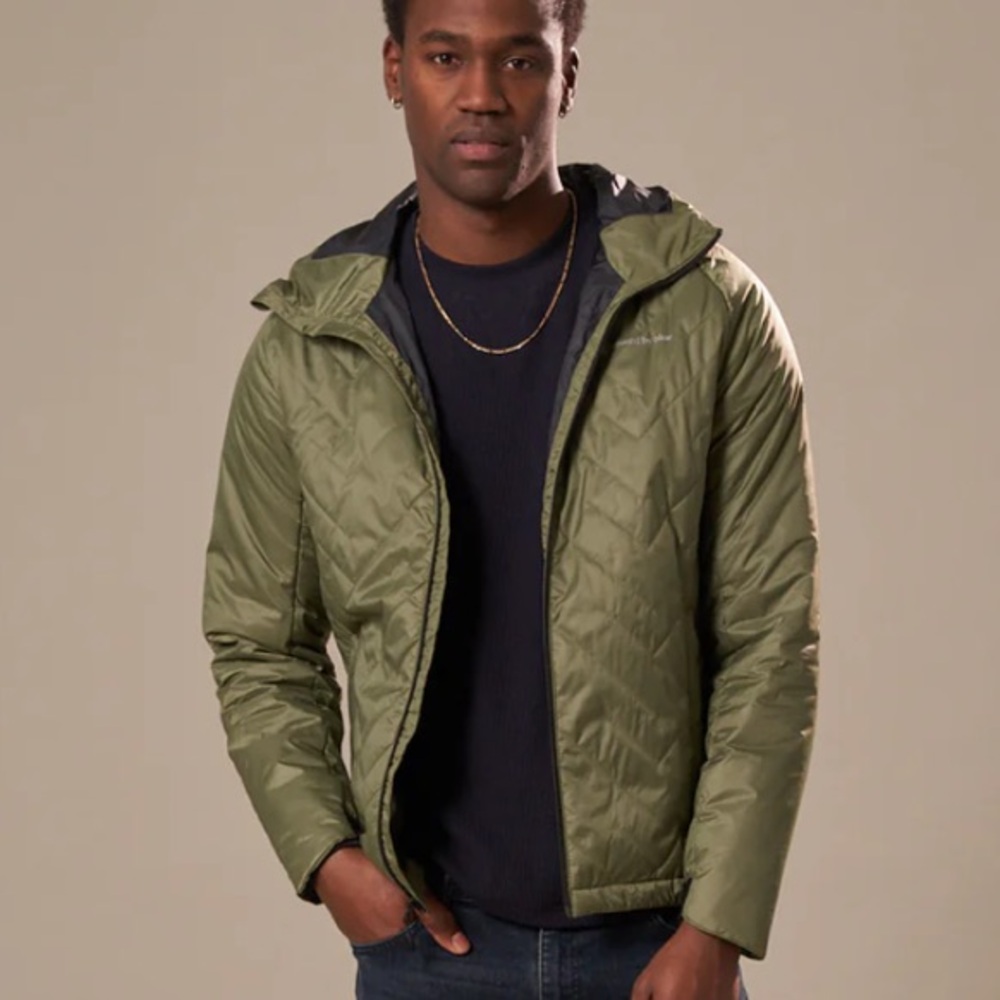 United By Blue Sage Green Men's buffalo fill insulation Jacket.